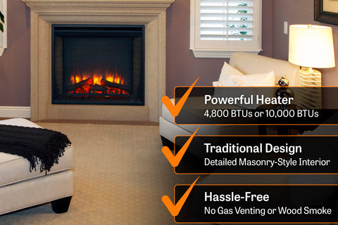 Image of Hearth & Home SimpliFire 30 inch Built-In Electric Firebox Insert | Electric Fireplace | SF-BI30-EB | Electric Fireplaces Depot