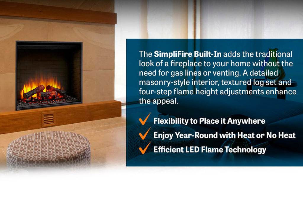 Hearth & Home SimpliFire 36 inch Built-In Electric Firebox Insert | Electric Fireplace | SF-BI36-EB | Electric Fireplaces Depot