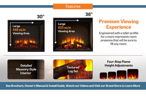 Image of Hearth & Home SimpliFire 30 inch Built-In Electric Firebox Insert | Electric Fireplace | SF-BI30-EB | Electric Fireplaces Depot