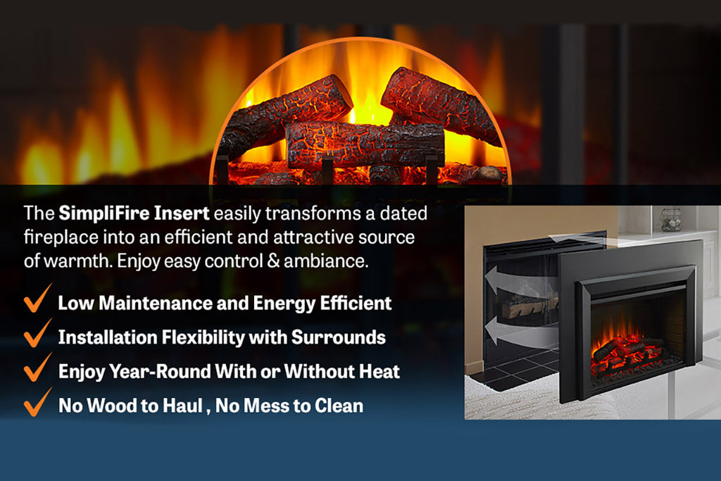 Hearth & Home SimpliFire 35 inch Electric Fireplace Insert SF-INS35 - SimpliFire Electric 35'' Firebox