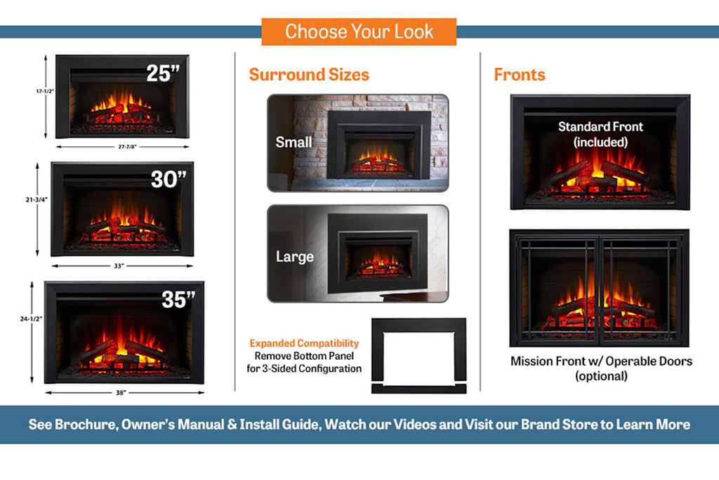 Hearth & Home SimpliFire 25 inch Electric Fireplace Insert SF-INS25 - SimpliFire Electric 25'' Firebox