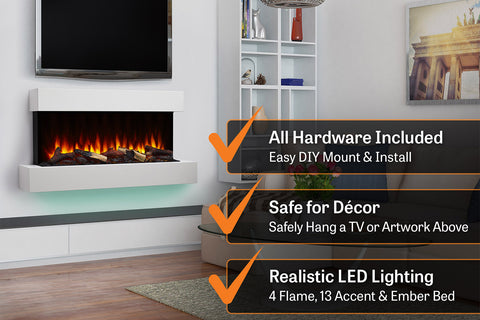 Image of Hearth & Home SimpliFire Format 43-inch Floating Mantel Wall Mount Electric Fireplace in White SF-FM43-WH