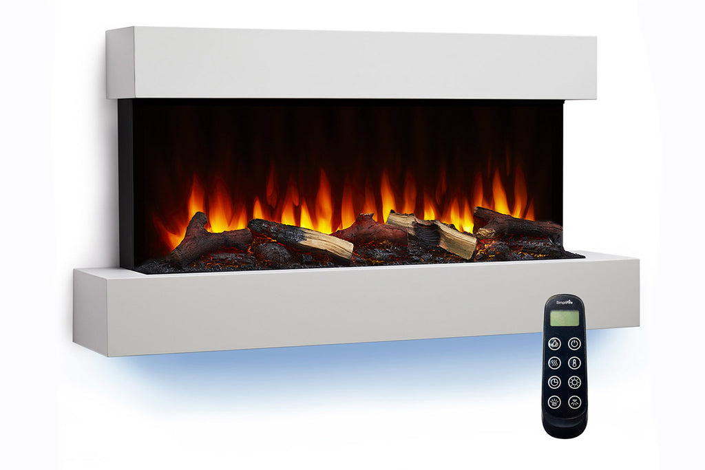 Hearth & Home SimpliFire Format 43-inch Floating Mantel Wall Mount Electric Fireplace in White SF-FM43-WH