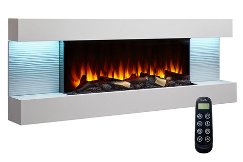 Image of Hearth & Home SimpliFire Format 60-inch Floating Mantel Wall Mount Electric Fireplace in White SF-FM60-WHHearth & Home SimpliFire Format 60-inch Floating Mantel Wall Mount Electric Fireplace in White SF-FM60-WH
