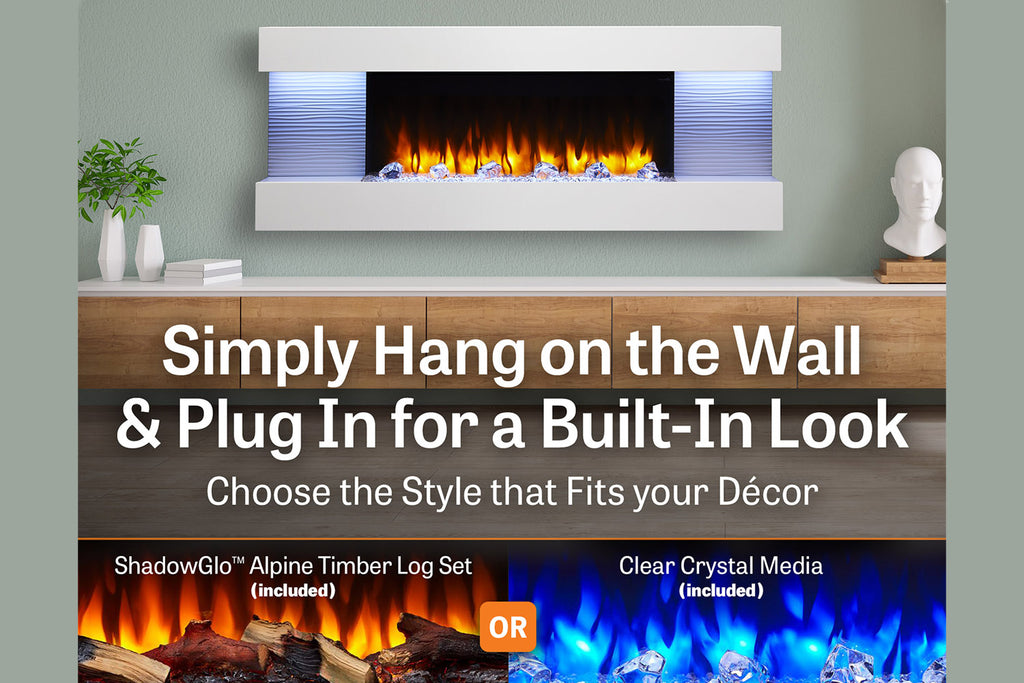 Hearth & Home SimpliFire Format 60-inch Floating Mantel Wall Mount Electric Fireplace in White SF-FM60-WH