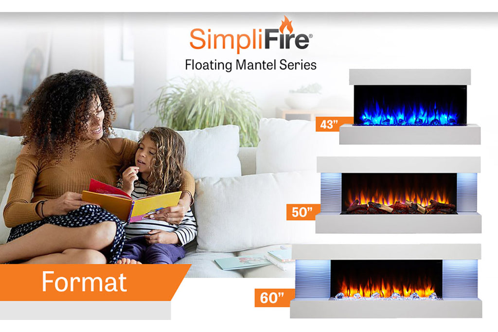 SimpliFire Format 50 inch Floating Mantel Electric Fireplace