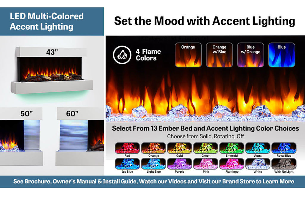 Hearth & Home SimpliFire Format 60-inch Floating Mantel Wall Mount Electric Fireplace in White SF-FM60-WH