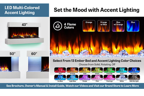 Image of Hearth & Home SimpliFire Format 43-inch Floating Mantel Wall Mount Electric Fireplace in White SF-FM43-WH