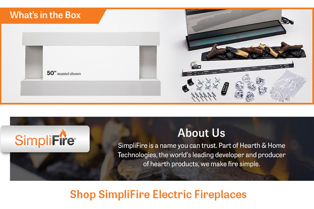 SimpliFire Format 50 inch Floating Mantel Electric Fireplace