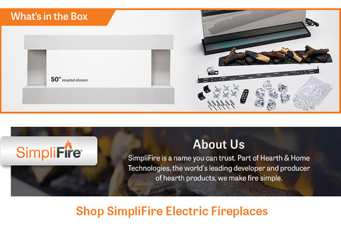 Image of Hearth & Home SimpliFire Format 43-inch Floating Mantel Wall Mount Electric Fireplace in White SF-FM43-WH