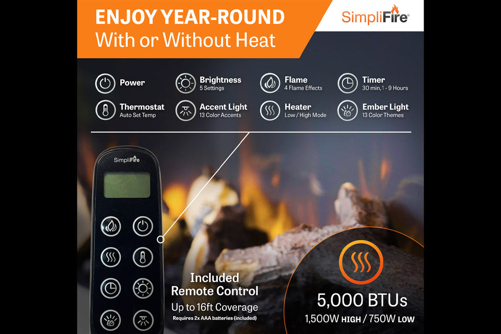 SimpliFire Format 50 inch Floating Mantel Electric Fireplace