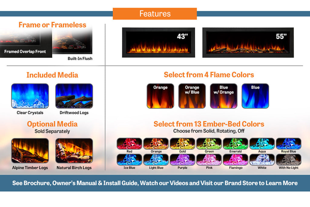 SimpliFire Forum 55'' Outdoor Built-in Electric Fireplace