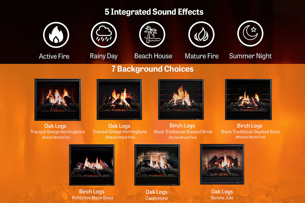 SimpliFire Inception 36-in Traditional Virtual Smart Electric Fireplace with Folio Front - SF-INC36 Firebox Flames