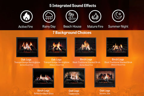 Image of SimpliFire Wescott Mantel with Inception 36-in Traditional Virtual Electric Fireplace Halston Front SF-INC36 |MK-WS-INC36 Flames