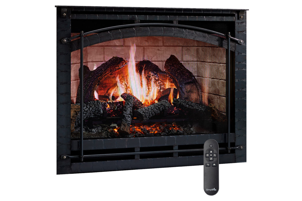 SimpliFire Inception 36-in Traditional Virtual Smart Electric Fireplace with Chateau Forge Front - SF-INC36 Firebox