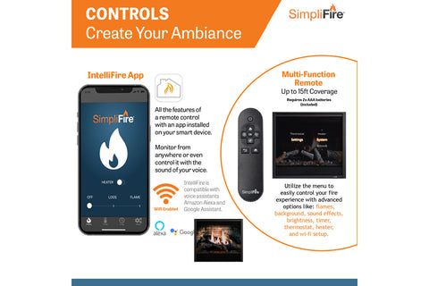 Image of SimpliFire Inception 36-in Traditional Virtual Smart Electric Fireplace - SF-INC36 Firebox