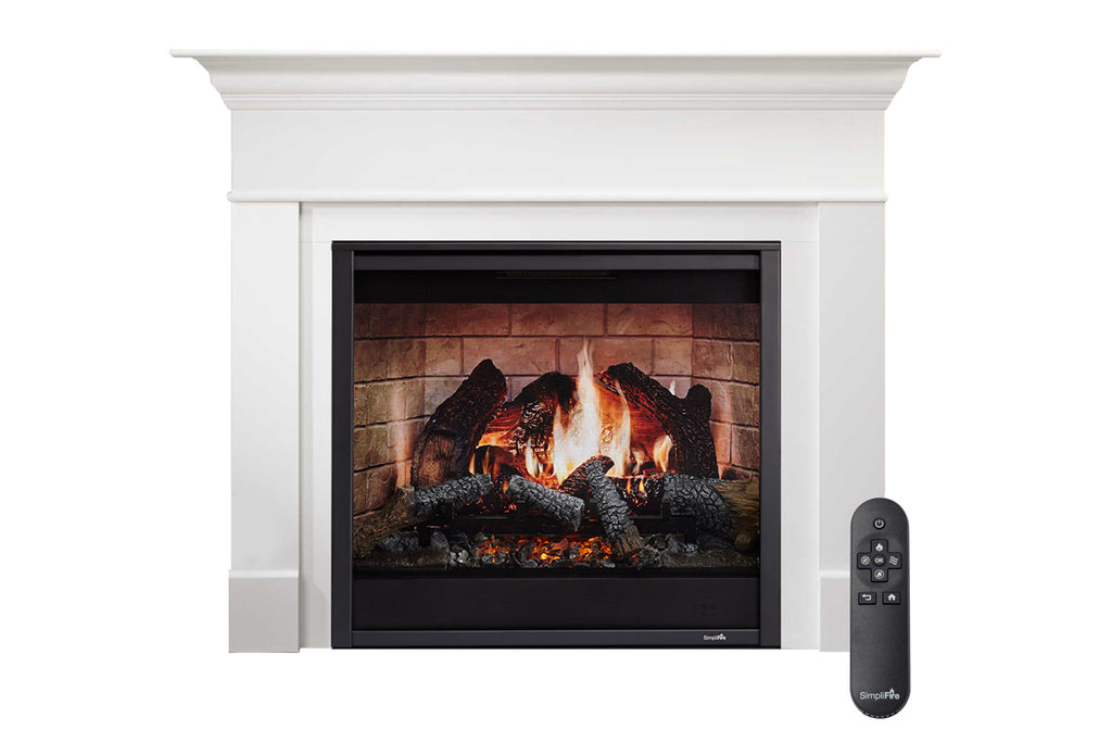 SimpliFire Wescott Mantel with Inception 36-in Traditional Virtual Electric Fireplace Folio Front SF-INC36 | MK-WS-INC36