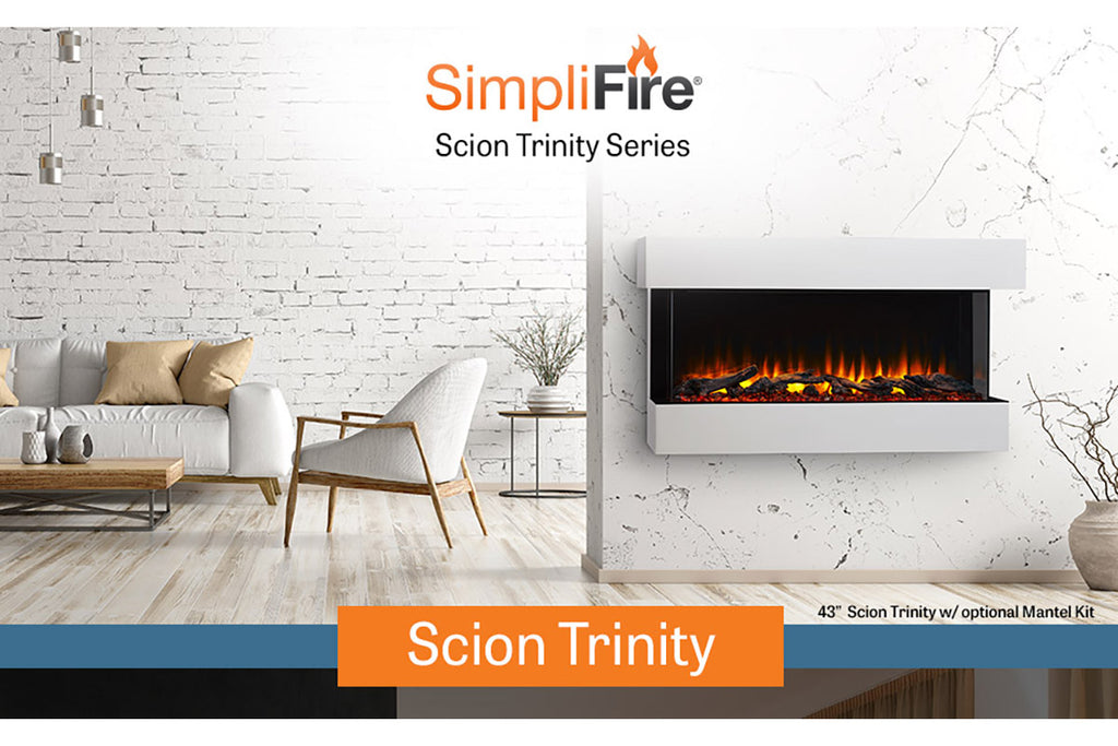 SimpliFire Scion Trinity 50 in Wall Mount Electric Fireplace Mantel Package - SF-SCT43-BK SF-SCT43-MANTEL