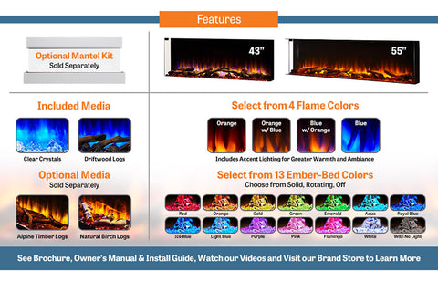 Image of SimpliFire Scion Trinity 43 in Multi-Side Built In Electric Fireplace - SF-SCT43-BK