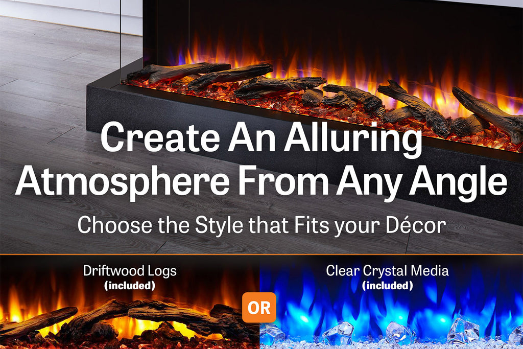 SimpliFire Scion Trinity 55 in Multi-Side Built In Linear Electric Fireplace - SF-SCT55-BK