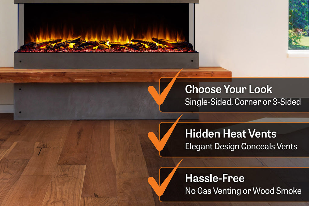 SimpliFire Scion Trinity 55 in Multi-Side Built In Linear Electric Fireplace - SF-SCT55-BK