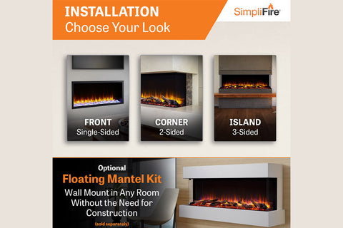 Image of SimpliFire Scion Trinity 43 in Multi-Side Built In Electric Fireplace - SF-SCT43-BK