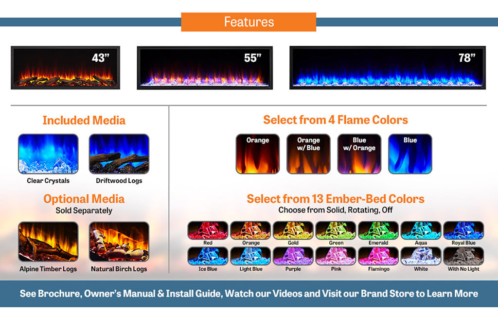 SimpliFire Scion 43-in Built-In Linear Electric Fireplace | SF-SC43-BK