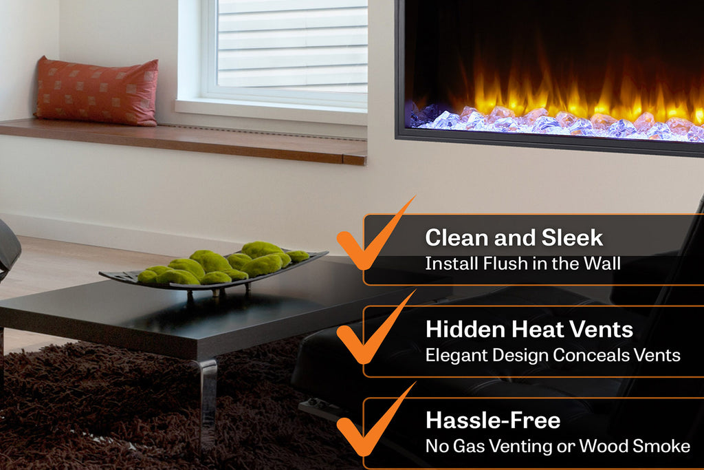 SimpliFire Scion 43-in Built-In Linear Electric Fireplace | SF-SC43-BK