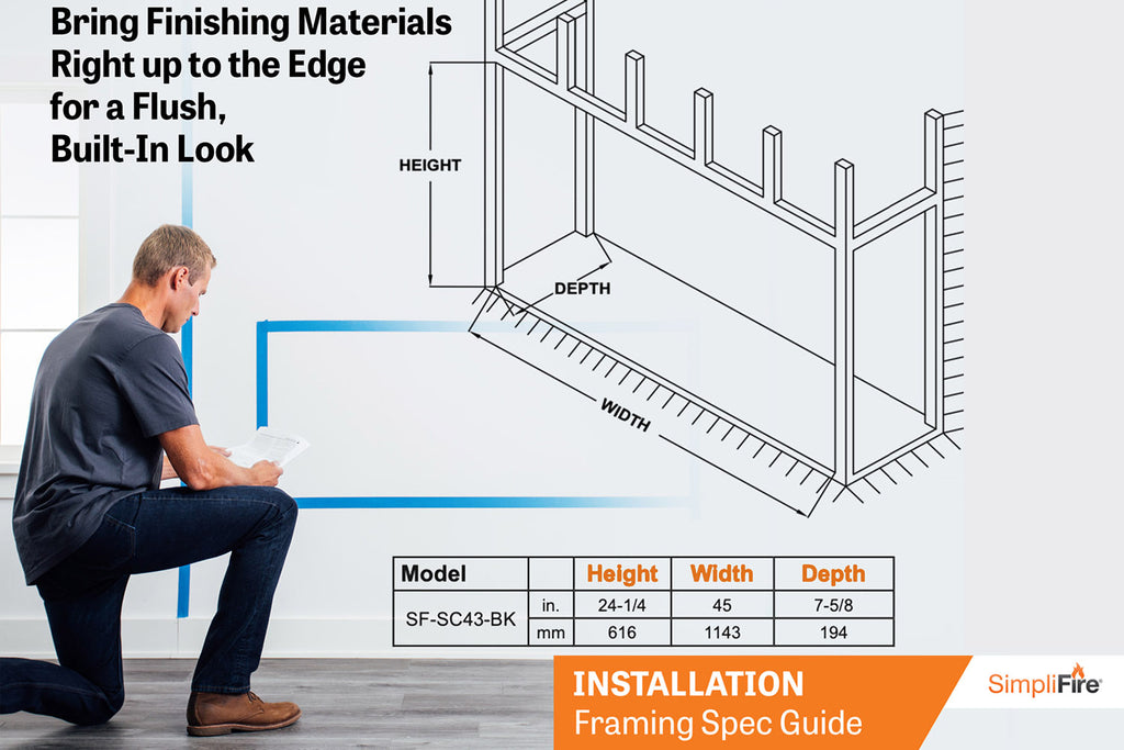 Hearth & Home SimpliFire Scion 55-inch Built-In Linear Electric Fireplace | SF-SC55-BK | Modern Electric Fireplace | Electric Fireplaces Depot