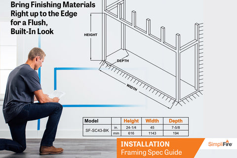 Image of Hearth & Home SimpliFire Scion 55-inch Built-In Linear Electric Fireplace | SF-SC55-BK | Modern Electric Fireplace | Electric Fireplaces Depot