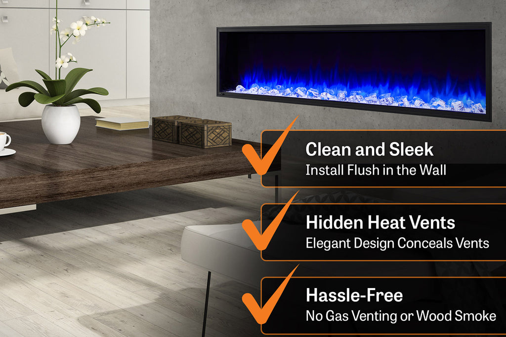 Hearth & Home SimpliFire Scion 78-inch Built-In Linear Electric Fireplace | SF-SC78-BK | Modern Electric Fireplace | Electric Fireplaces Depot