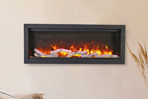 Image of Amantii Symmetry Bespoke 34-inch Wall Mount Recessed Linear Indoor Outdoor Electric Fireplace | SYM-34 BESPOKE