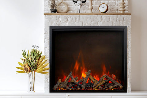 Image of Amantii Traditional Lumina 48 Inch Built-In Indoor Outdoor Smart Electric Firebox Insert - TRD-48-LUMINA