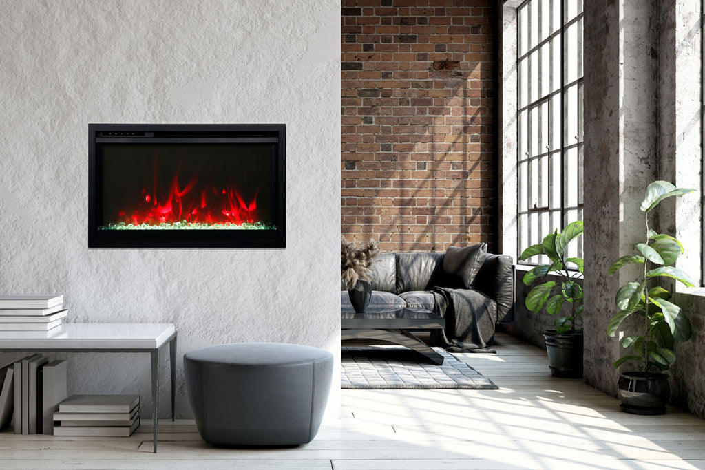 Amantii Traditional Extra Slim 26-Inch Built-In Electric Firebox Insert | Electric Fireplace Heater | TRD-26-XS | Electric Fireplaces Depot