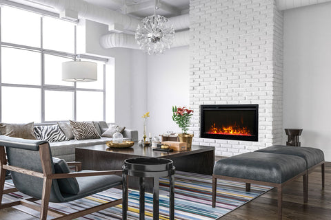 Image of Amantii Traditional Extra Slim 30-Inch Built-In Electric Firebox Insert | Electric Fireplace Heater | TRD-30-XS | Electric Fireplaces Depot