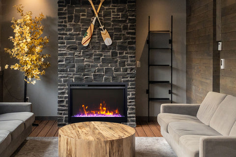 Image of Amantii Traditional Extra Slim 33-Inch Built-In Electric Firebox Insert | Electric Fireplace Heater | TRD-33-XS | Electric Fireplaces Depot