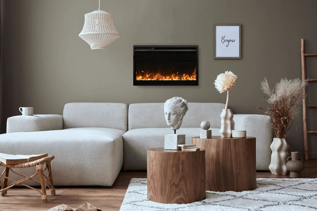 Amantii Traditional Extra Slim 33-Inch Built-In Electric Firebox Insert | Electric Fireplace Heater | TRD-33-XS | Electric Fireplaces Depot