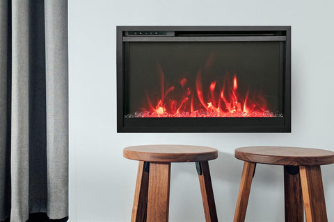 Image of Amantii Traditional Extra Slim 33-Inch Built-In Electric Firebox Insert | Electric Fireplace Heater | TRD-33-XS | Electric Fireplaces Depot