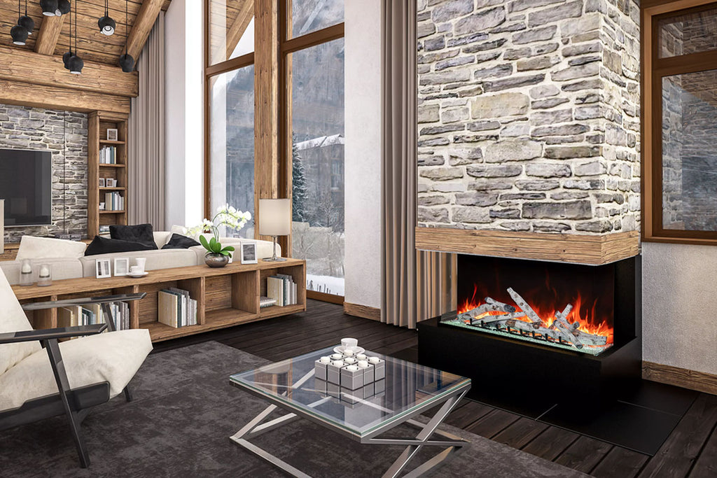 Amantii Tru View Bespoke 55-inch 3-Sided View Built In Indoor Outdoor Smart Electric Fireplace -TRV-55-BESPOKE