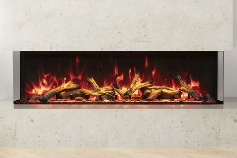 Image of Amantii Panorama Tru View 60 inch 3-Sided Built-in Indoor Outdoor Electric Fireplace with Heater | 60-TRU-VIEW-XL