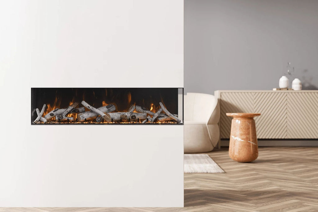 Amantii Panorama Tru View Slim 40-inch 3-Sided View Built In Indoor Outdoor Electric Fireplace with Heater | 40-TRV-SLIM