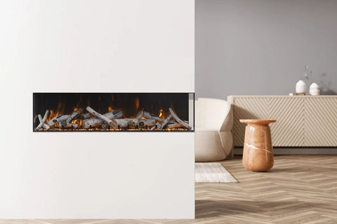 Image of Amantii Tru View Slim 30-inch 3-Sided View Built In Indoor & Outdoor Electric Fireplace with Heater | 30-TRV-SLIM