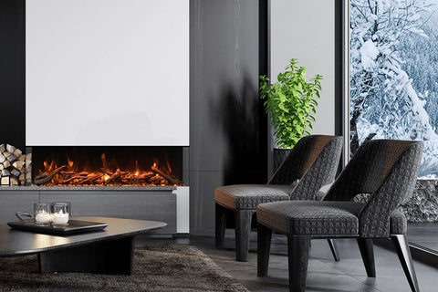 Image of Amantii Panorama Tru View 60 inch 3-Sided Built-in Indoor Outdoor Electric Fireplace with Heater | 60-TRU-VIEW-XL