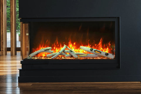 Image of Amantii Tru View Slim 30-inch 3-Sided View Built In Indoor & Outdoor Electric Fireplace with Heater | 30-TRV-SLIM