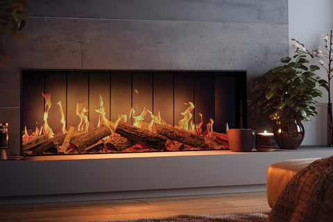 Image of Solution Fires TrueFlame 150 3DX Virtual Multi-SiedVirtual Built-In Electric Fireplace SF-FP-TF-150-3DX