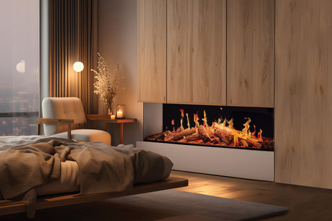 Image of Solution Fires TrueFlame 150 3DX Virtual Multi-SiedVirtual Built-In Electric Fireplace SF-FP-TF-150-3DX