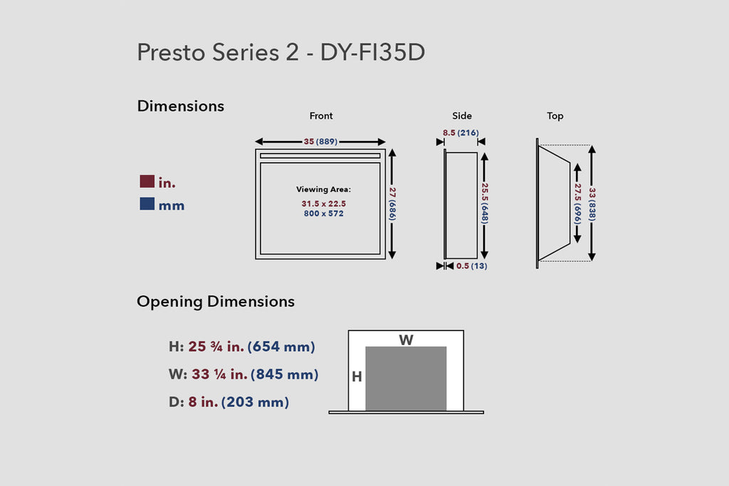 Dynasty Presto 35'' Built-In Electric Firebox Insert