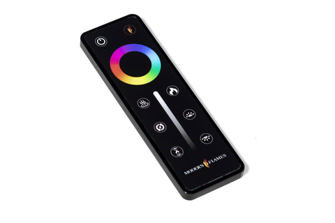 Image of Modern Flames Landscape Pro 82in 3-Sided Wall Mount Mantel in Coastal Sand - Studio Suite Electric Fireplace - LPM-6816 Remote