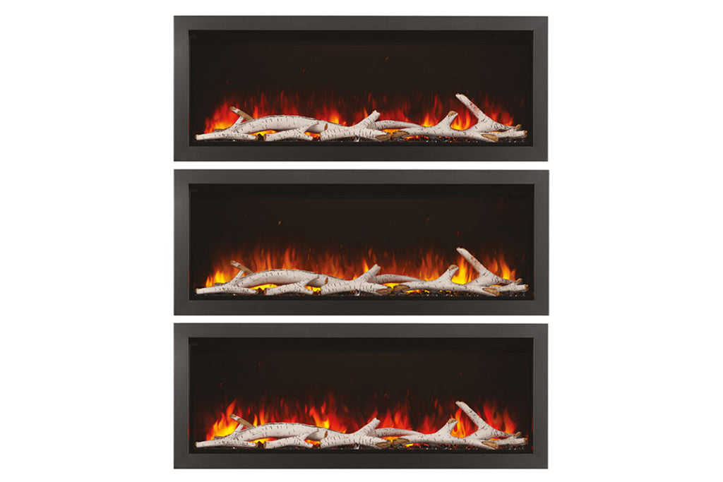 Napoleon Astound 74 inch Smart Built-In Wall Mount Electric Fireplace Insert - Linear Modern Fireplace - NEFB74AB Birch Logs