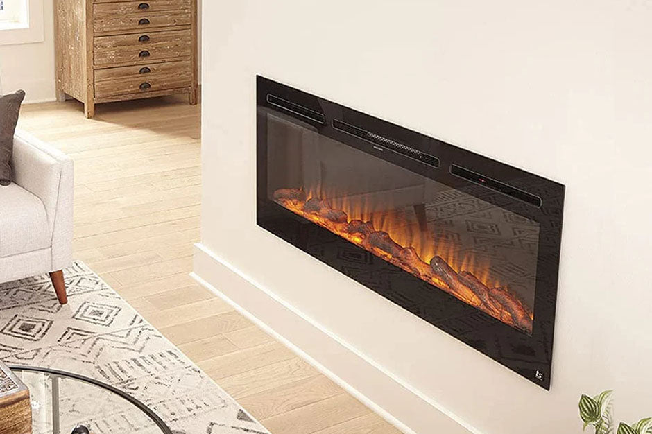 Touchstone Sideline Black 50'' Built-in Electric Fireplace - Heater - 80004 - Electric Fireplaces Depot